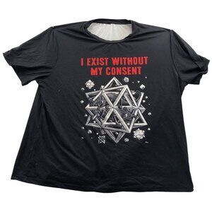 Men's T-Shirt XL Black "I Exist Without My Consent" Graphic Tee Short Sleeve Cas
